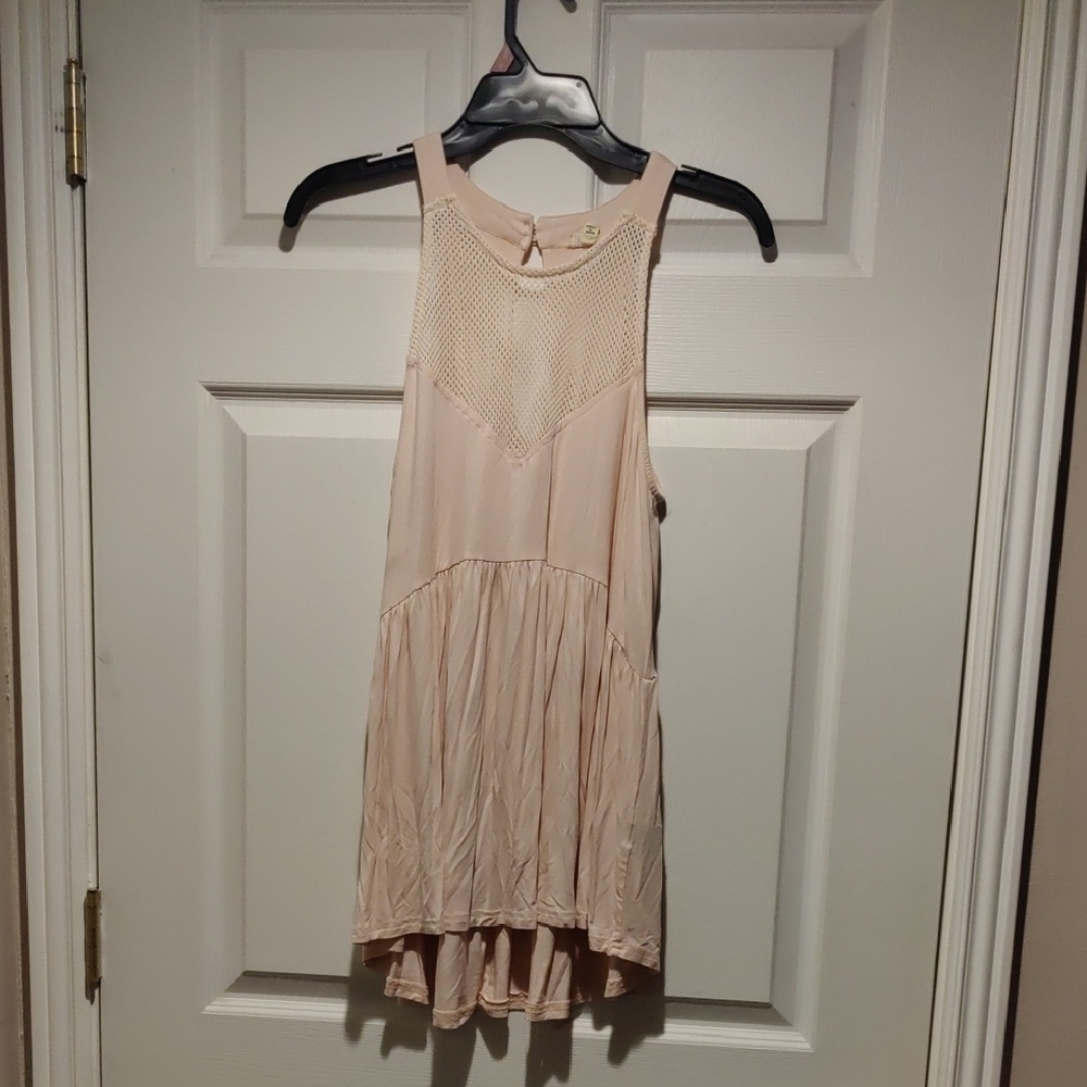 POL Babydoll Mesh Detail Top in Pale Pink